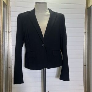 Banana Republic Womens 12 Black Stretch Blazer Jacket 1 Button Career Work Y2K